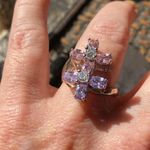 Double Flower Cz Heavy Sterling Silver Ring 2009 Era Pink Size 8 Photo 5