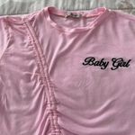 Papaya “Baby Girl” pink embroidered gathered cotton modal crop top, size S boho Photo 6