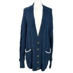 Free People Oversized Slouchy Montana Cable Knit Cardi Cardigan Navy Medium Photo 8