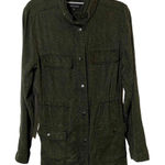 Dear John Women Dark Green Hidden Hood Cinched Pockets Utility Jacket Size S Photo 0