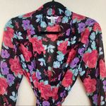 Flora Nikrooz FLORA NIKROOTZ Floral Robe kimono NWT black‎ pink purple sheet belted Photo 2