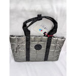 Pajar ‎ Quilted Tote Bag Metallic Silver Lightweight Travel Gym Weekend OS Photo 8