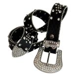 Rhinestone Studded Black BELT 34 Photo 3