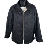 VTG 90s Silkland 100% Silk Quilted Jacket Floral Stitching Satin Women’s L NWT Black Size L Photo 0