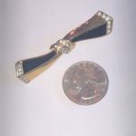 Angel Brand Elegant Black and Gold Tone Retro Boho Bow Brooch Photo 2