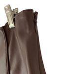 Maniere De Voir  Vegan Faux Leather Brown Ribbed Patent Leggings Moto NWT size 12 Photo 9