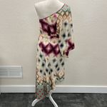 Charlie Jade One Shoulder Geometric Watercolor Pixel Cascade Dress S Silk Photo 6