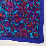 Floral Scarf Paisley Square Women Maximalist Eclectic Vintage Unique Bold Blue Photo 10