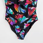 La Blanca  Ruffled Bandeau One Piece floral bathing suit  pattern Swimsuit sz 14 Photo 3