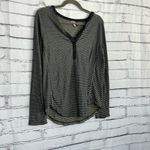 Akemi + Kin  Black Metallic Stripe V-Neck Long Sleeve Top Women’s Large Lurex Photo 1