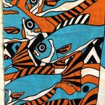 Tahiti wrap with fringe 56” x 45” swim cover up Turquoise Orange‎ Design Print Blue Photo 4