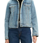 Levi's  Light Blue Wash Red Tab Sherpa Lined Denim Trucker Jacket L Photo 0