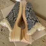 Anthropologie Pilcrow Shearling-Lined Clogs Blue Snake Photo 8