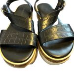 Marc Fisher Platform Sandals Black Croc Print Ankle Strap S 6.5 Photo 2