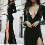 Lurelly  Parisienne Velvet Floor Length Gown with Slit‎ Long Sleeve Formal Size 2 Photo 1