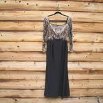 Mac Duggal  2256 Black Beaded Square Neck Long Sleeve Jersey Gown Photo 4