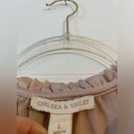 Chelsea and Violet  Ruffle Boho Champagne Tan Blouse Photo 4