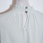 Entro Mint Green Blouse with Floral Puffy Sleeves Size Medium Photo 5