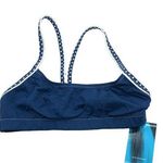 Tyr. Womens Hidden Support Bikini Swim Top Workout Polka Dot Navy Blue White 4 Photo 0