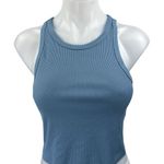 Princess Polly Blue Rib Knit Sleeveless Racerback Pullover Crop Tank Top Size 6 Photo 0
