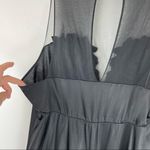 Vanity Fair Vintage Black Satin Maxi Dress Floal Bust Mesh Sz 38 Small Y2K Photo 9