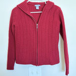 Eagle's Eye lambs wool Knit hooded sweater size medium Full Zip Red Photo 0