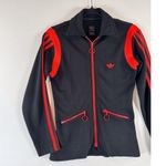 Adidas  Womens Jacket Black Trefoil Track Full Zip Pockets Striped RARE Small Photo 3