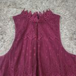 BCX  Mock Neck Fully‎ Lined Lace Tank Top Dark Red Size Medium Photo 2