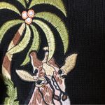 Jenny Vintage Ramie Short Sleeve Sweater Floral Safari Animal Print Black XL Photo 3