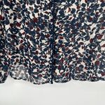 Loft Boho Sheer Floral Top Teal Blue Cream Hidden Button Front Long Sleeve Sz M Photo 4