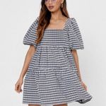 Nasty Gal  Size 0 Gingham Print Tired Puff Sleeve Dress Black White Check Milkmaid Photo 0