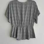 Sienna Sky  Dalmatian Print Black and White Button Down Peplum Blouse, Size Med Photo 9