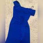 Tadashi Shoji NEW TADASHI SHOJ DREA Waterfall Pleated flounce BOS24107L-MSTBL gown Blue sz XL Photo 6