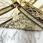 Vintage Cream Gold Leather Patchwork Crossbody Clutch Purse 80s Glam Mob Wife Photo 5