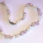 Vintage Puka Shell Chip Light Purple & Off White Beaded Boho Necklace Photo 3