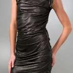 IRO  Ivli Black Silver Metallic Ruched Bodycon T-shirt Mini Dress Silk Photo 0