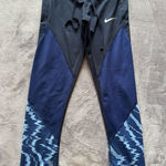 Nike  Women's Dr-Fit Running Leggings‎ Reflective Mesh Navy Blue Size Xs Photo 0