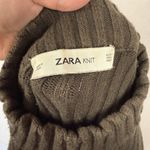 ZARA Knit Women's Ribbed Mock Neck Sweater Olive Green Zip Sleeve Cropped Size M Photo 4
