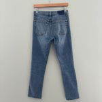 RE/DONE  High Rise Raw Hem Straight Jeans Photo 4