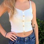 Off white stretchy knit tank with bow buttons ๐ Photo 0