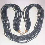 Vintage Gunmetal Dark Metallic Gray Seed Bead Beaded Multi Strand Boho Necklace Photo 0