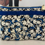 Carolina Herrera  Neiman Marcus Black and Blue Graphic Pouch cosmetic bag Photo 0