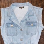 Blue Blush  Denim Mini Dress Light Wash Tie Waist Utility Pockets Size Large Photo 3