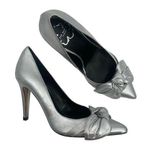 Ted Baker Ryal Heels Size 39 (US Size 9) Pump Silver Bow Metallic Feminine Bride Photo 0