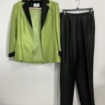 Womans Kasper ASL Size 8 Silk Green Black Pants & Jacket Career Set Photo 0