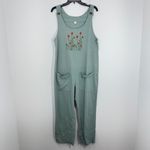 Source Unknown Floral Embroidered Jumpsuit Wide Leg Overalls Romper Sleeveless Casual Gardening Photo 1