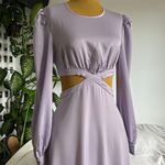Lavender satin cut out long sleeve midi dress with bow Purple Photo 1