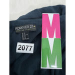 Forever 21 Womans Navy Long Sleeve V Neck Ruffle Accent Tie Front 1x Plus Blouse Photo 2