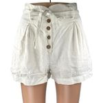 Shinestar Women's White Linen Button Fly Belted High Rise Paperbag Shorts Size S Photo 0