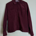 Bill Blass Women’s vintage bill bass petite jeans Burgundy Button-Up Shirt  faux suede Photo 0